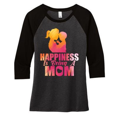 Happiness Is Being A Mom T Women's Tri-Blend 3/4-Sleeve Raglan Shirt