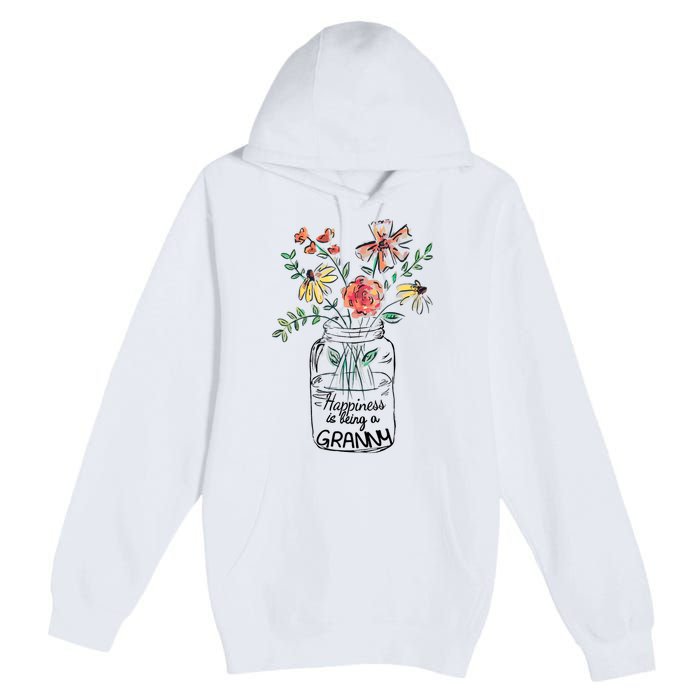 Happiness Is Being Granny Life Flower Artgrandma Premium Pullover Hoodie