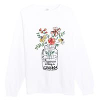 Happiness Is Being Granny Life Flower Artgrandma Premium Crewneck Sweatshirt