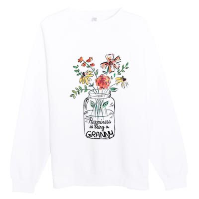 Happiness Is Being Granny Life Flower Artgrandma Premium Crewneck Sweatshirt