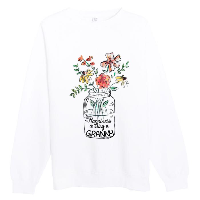 Happiness Is Being Granny Life Flower Artgrandma Premium Crewneck Sweatshirt