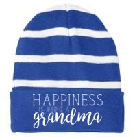 Happiness Is Being A Grandma Nana Family Great Gift Striped Beanie with Solid Band