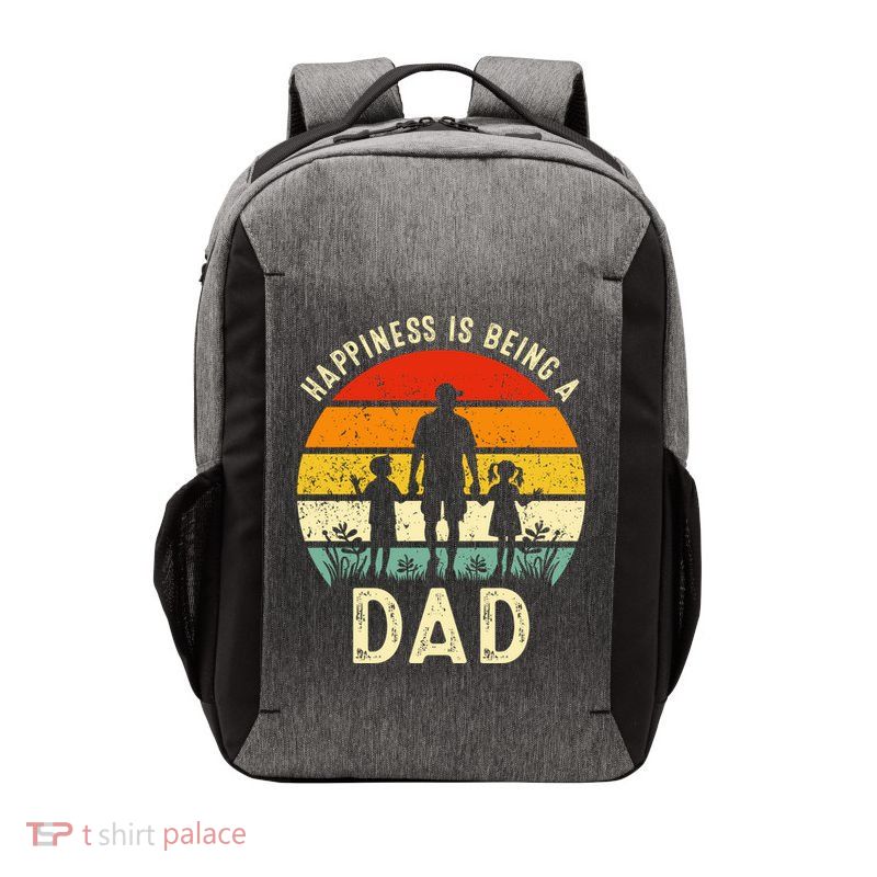 Happiness Is Being A Dad Father's Day Retro Sunset Vector Backpack