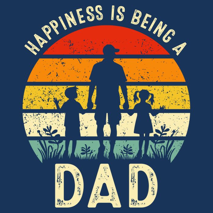 Happiness Is Being A Dad Father's Day Retro Sunset 7 Panel Mesh Trucker Snapback Hat