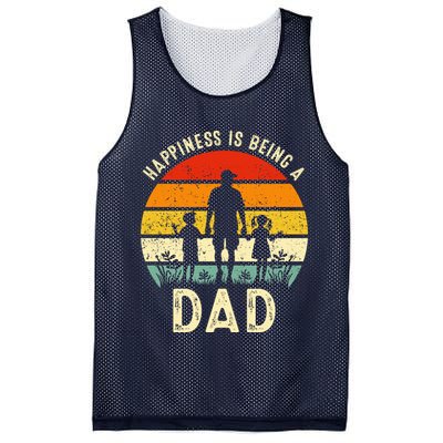 Happiness Is Being A Dad Father's Day Retro Sunset Mesh Reversible Basketball Jersey Tank