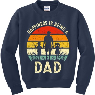 Happiness Is Being A Dad Father's Day Retro Sunset Kids Sweatshirt