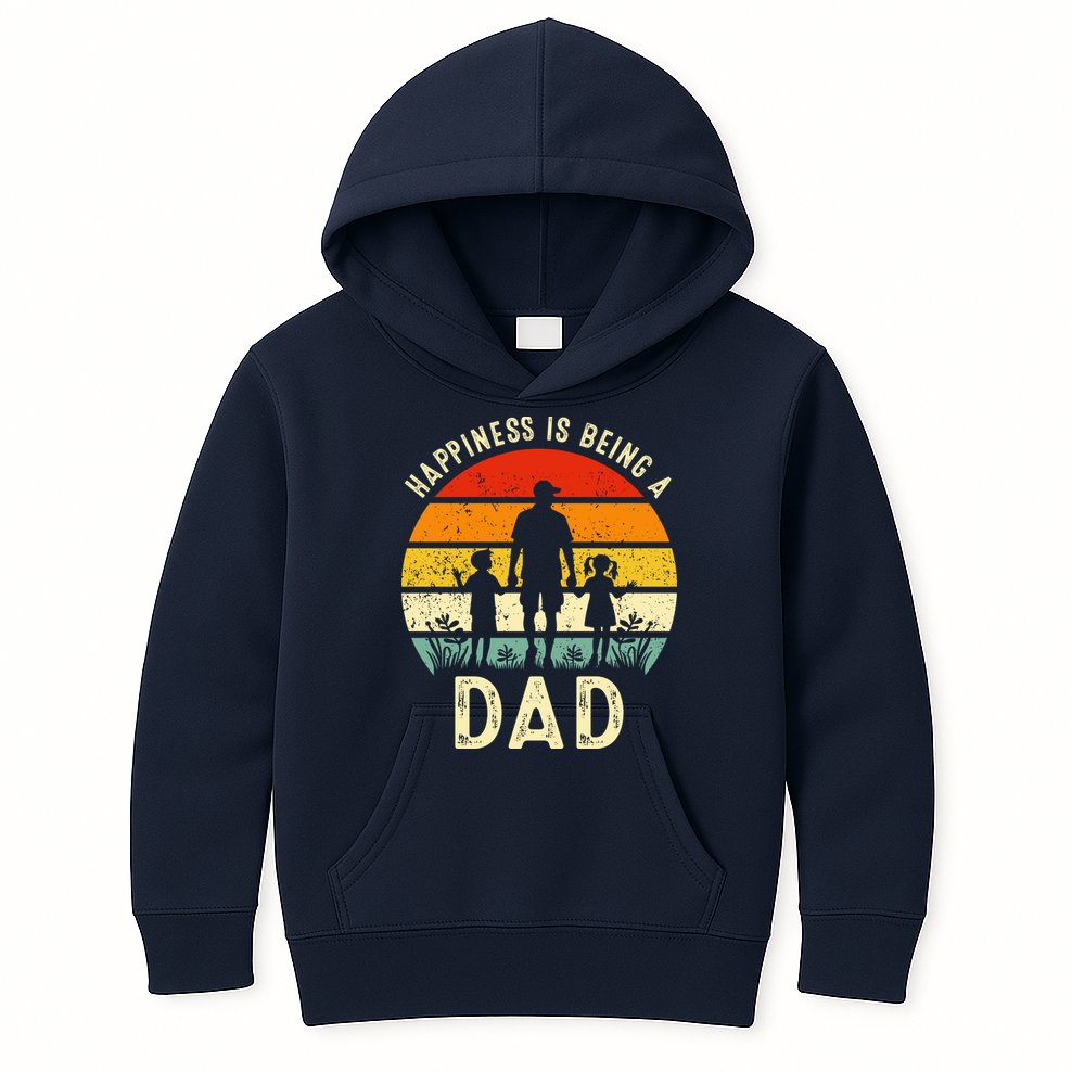 Happiness Is Being A Dad Father's Day Retro Sunset Kids Hoodie