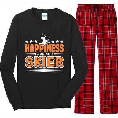 Happiness Is Being A Skier Ski Skiing Cute Gift Long Sleeve Pajama Set