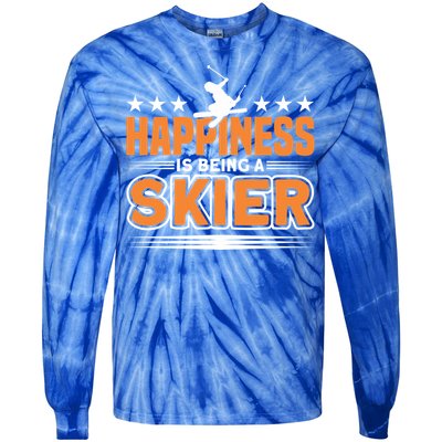 Happiness Is Being A Skier Ski Skiing Cute Gift Tie-Dye Long Sleeve Shirt