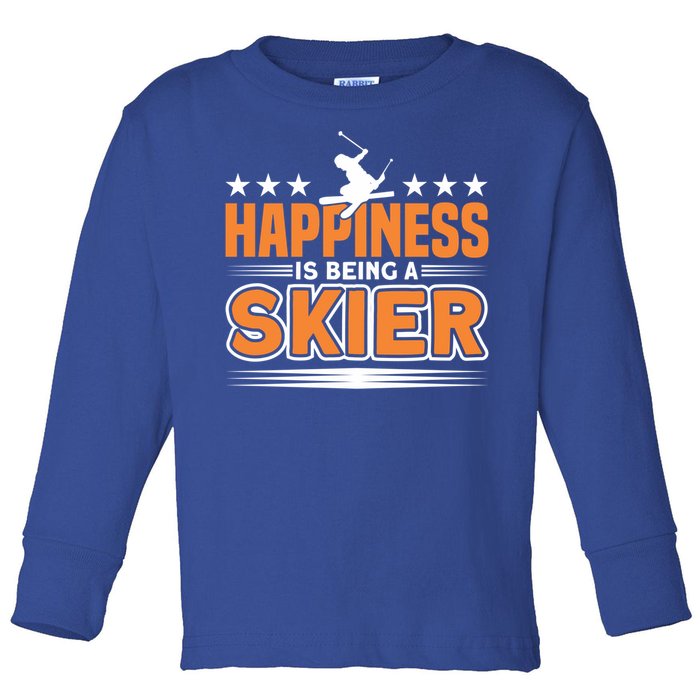 Happiness Is Being A Skier Ski Skiing Cute Gift Toddler Long Sleeve Shirt