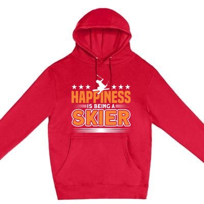 Happiness Is Being A Skier Ski Skiing Cute Gift Premium Pullover Hoodie