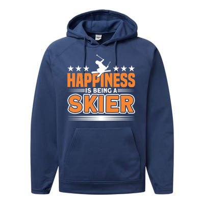 Happiness Is Being A Skier Ski Skiing Cute Gift Performance Fleece Hoodie