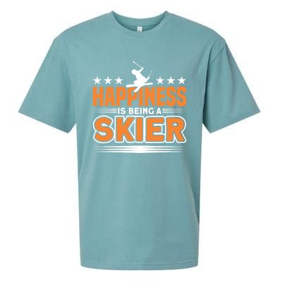 Happiness Is Being A Skier Ski Skiing Cute Gift Sueded Cloud Jersey T-Shirt