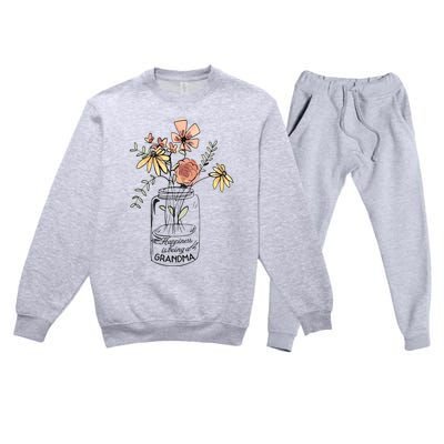 Happiness Is Being Grandma Life Flower Artgrandma Premium Crewneck Sweatsuit Set