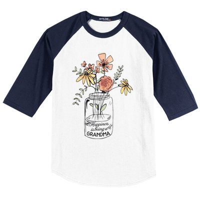 Happiness Is Being Grandma Life Flower Artgrandma Baseball Sleeve Shirt