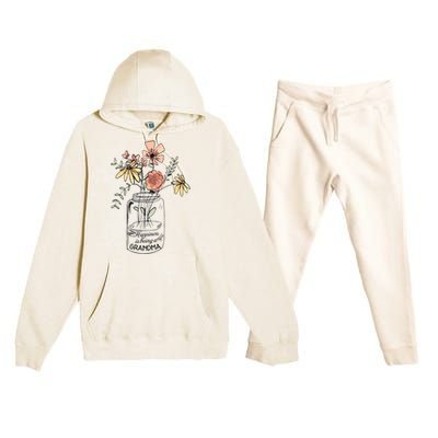 Happiness Is Being Grandma Life Flower Artgrandma Premium Hooded Sweatsuit Set