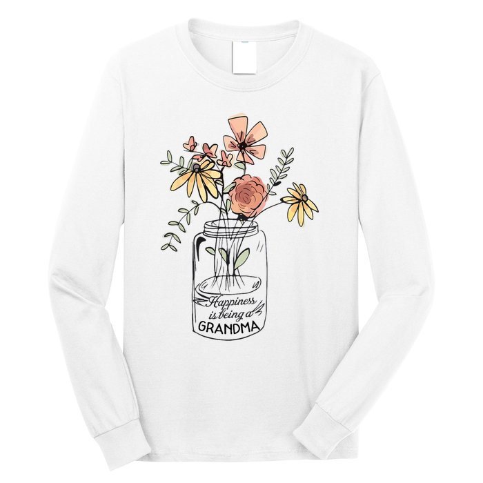 Happiness Is Being Grandma Life Flower Artgrandma Long Sleeve Shirt