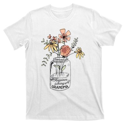 Happiness Is Being Grandma Life Flower Artgrandma T-Shirt