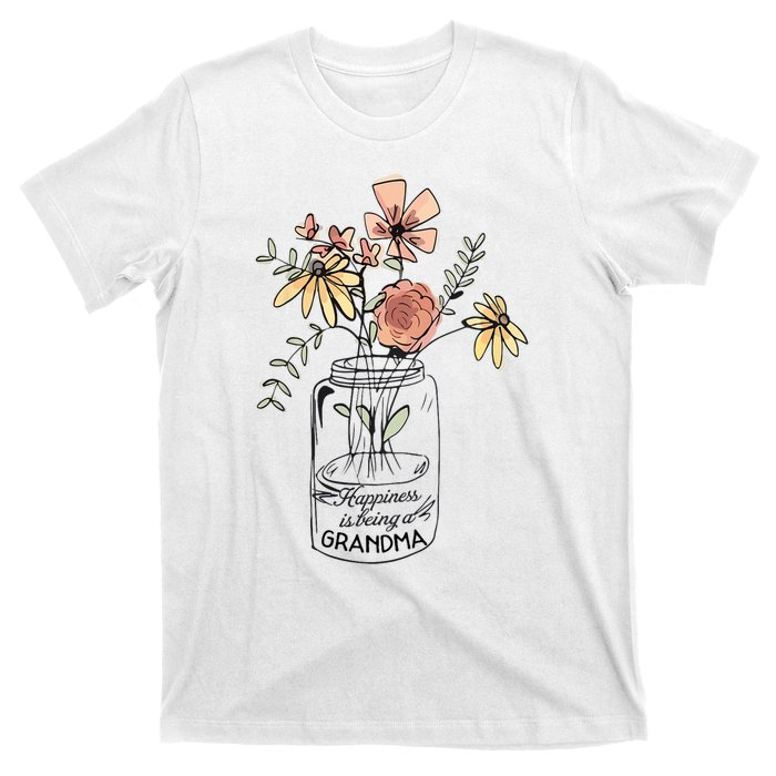 Happiness Is Being Grandma Life Flower Artgrandma T-Shirt