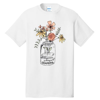 Happiness Is Being Grandma Life Flower Artgrandma Tall T-Shirt