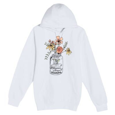 Happiness Is Being Grandma Life Flower Artgrandma Premium Pullover Hoodie