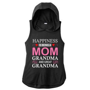 Happiness Is Being A Mom Grandma And Great Grandma Mother Funny Gift Ladies PosiCharge Tri-Blend Wicking Draft Hoodie Tank