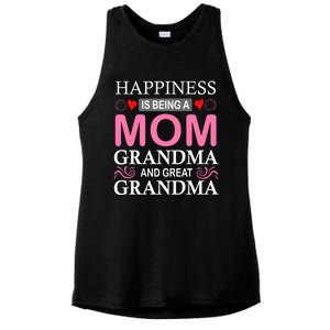 Happiness Is Being A Mom Grandma And Great Grandma Mother Funny Gift Ladies PosiCharge Tri-Blend Wicking Tank