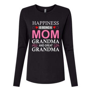 Happiness Is Being A Mom Grandma And Great Grandma Mother Funny Gift Womens Cotton Relaxed Long Sleeve T-Shirt