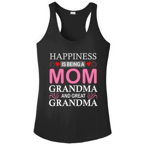 Happiness Is Being A Mom Grandma And Great Grandma Mother Funny Gift Ladies PosiCharge Competitor Racerback Tank