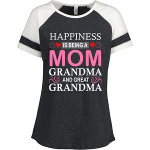 Happiness Is Being A Mom Grandma And Great Grandma Mother Funny Gift Enza Ladies Jersey Colorblock Tee