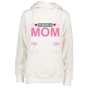 Happiness Is Being A Mom Grandma And Great Grandma Mother Funny Gift Womens Funnel Neck Pullover Hood