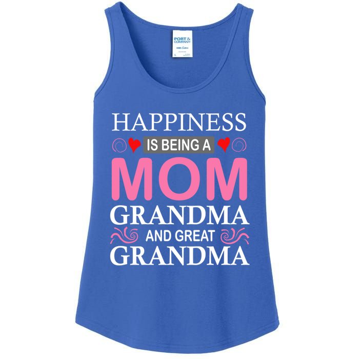 Happiness Is Being A Mom Grandma And Great Grandma Mother Funny Gift Ladies Essential Tank