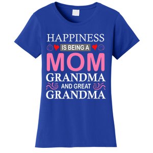 Happiness Is Being A Mom Grandma And Great Grandma Mother Funny Gift Women's T-Shirt