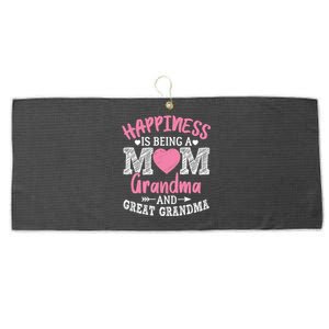 Happiness Is Being A Mom Grandma And Great Grandma Great Gift Large Microfiber Waffle Golf Towel