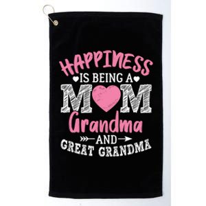 Happiness Is Being A Mom Grandma And Great Grandma Great Gift Platinum Collection Golf Towel