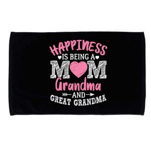 Happiness Is Being A Mom Grandma And Great Grandma Great Gift Microfiber Hand Towel