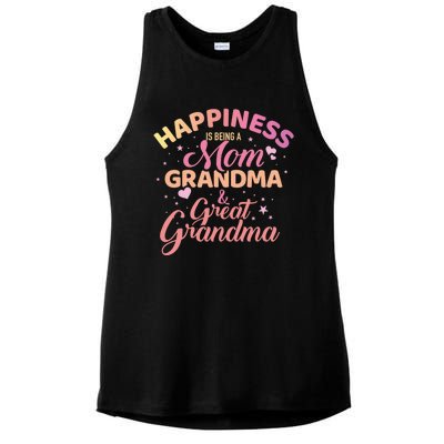 Happiness Is Being A Mom Grandma And Great Grandma Gift Ladies PosiCharge Tri-Blend Wicking Tank