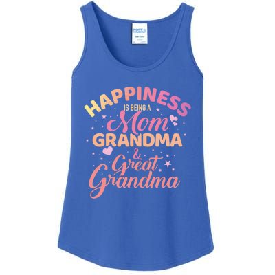 Happiness Is Being A Mom Grandma And Great Grandma Gift Ladies Essential Tank