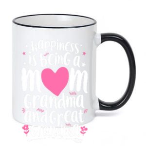 Happiness Is Being A Mom Grandma And Great Grandma 11oz Black Color Changing Mug