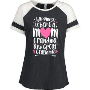 Happiness Is Being A Mom Grandma And Great Grandma Enza Ladies Jersey Colorblock Tee