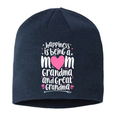 Happiness Is Being A Mom Grandma And Great Grandma Sustainable Beanie