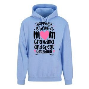 Happiness Is Being A Mom Grandma And Great Grandma Unisex Surf Hoodie