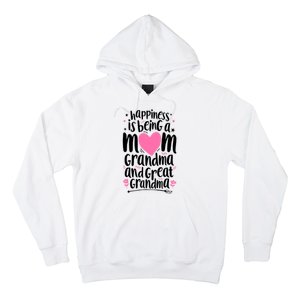 Happiness Is Being A Mom Grandma And Great Grandma Hoodie