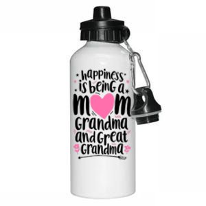 Happiness Is Being A Mom Grandma And Great Grandma Aluminum Water Bottle 