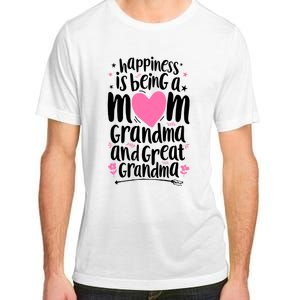 Happiness Is Being A Mom Grandma And Great Grandma Adult ChromaSoft Performance T-Shirt