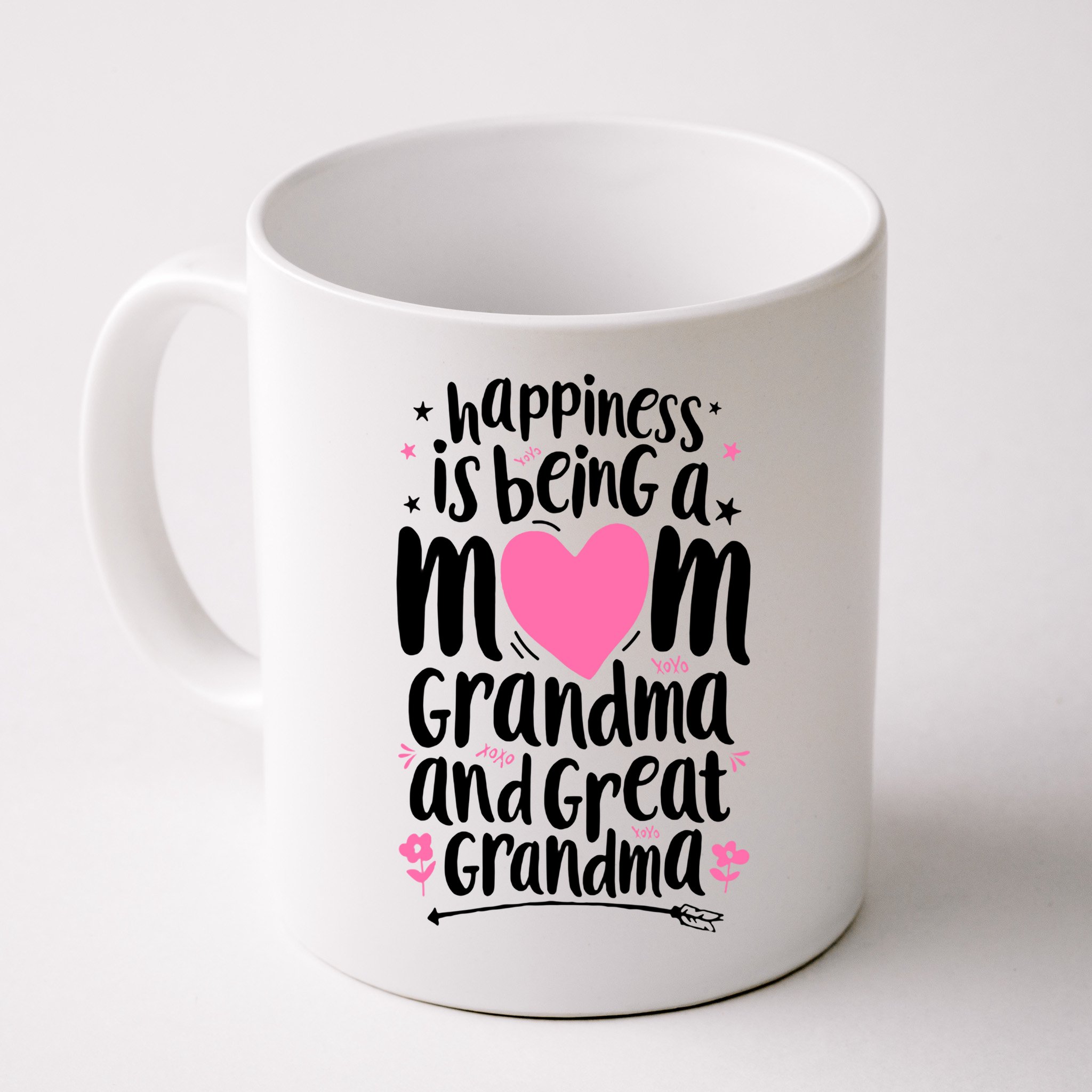 Happiness Is Being A Mom Grandma And Great Grandma Mug
