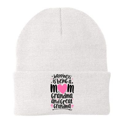 Happiness Is Being A Mom Grandma And Great Grandma Knit Cap Winter Beanie