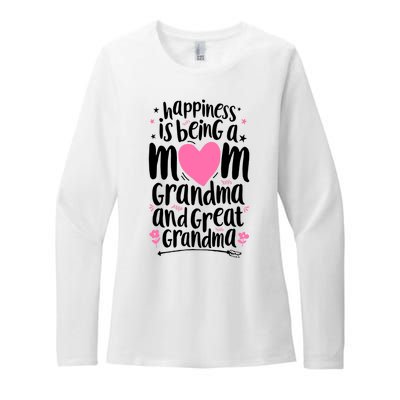 Happiness Is Being A Mom Grandma And Great Grandma Womens CVC Long Sleeve Shirt