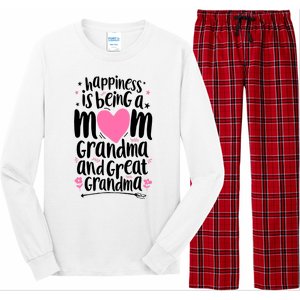 Happiness Is Being A Mom Grandma And Great Grandma Long Sleeve Pajama Set