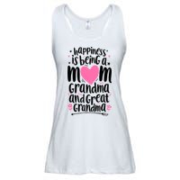 Happiness Is Being A Mom Grandma And Great Grandma Ladies Essential Flowy Tank